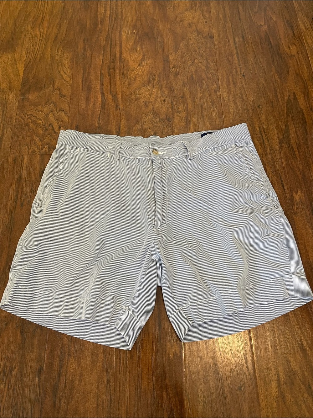 Polo Ralph Lauren Blue White Seersucker Shorts Size 35 Classic Fit